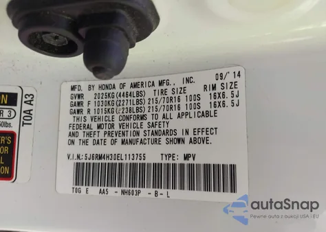 2014 Honda Cr-V Lx from USA, damaged, VIN 5J6RM4H30EL113755